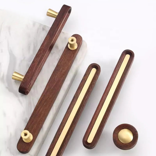 Brushed Brass and Wenge Wood Handles