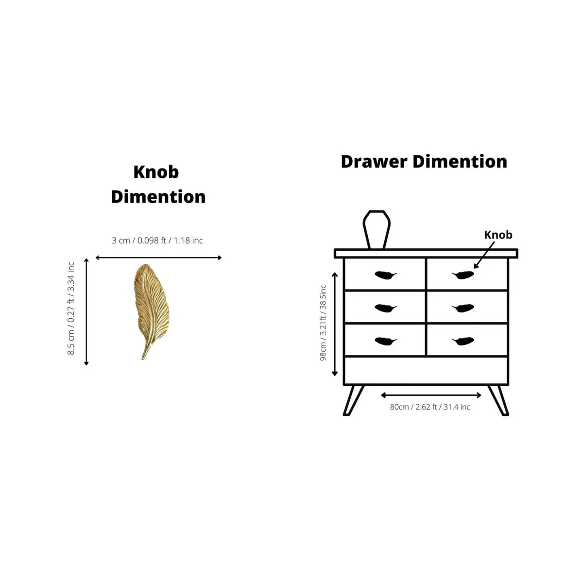 Image of Solid Brass Leaf Cabinet Handles (Left & Right