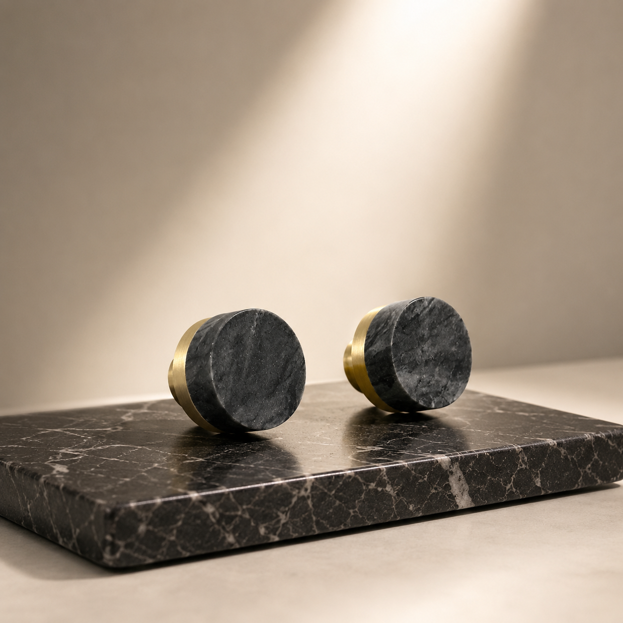 Image of Karish Marble & Brass Knobs Luxury Finish