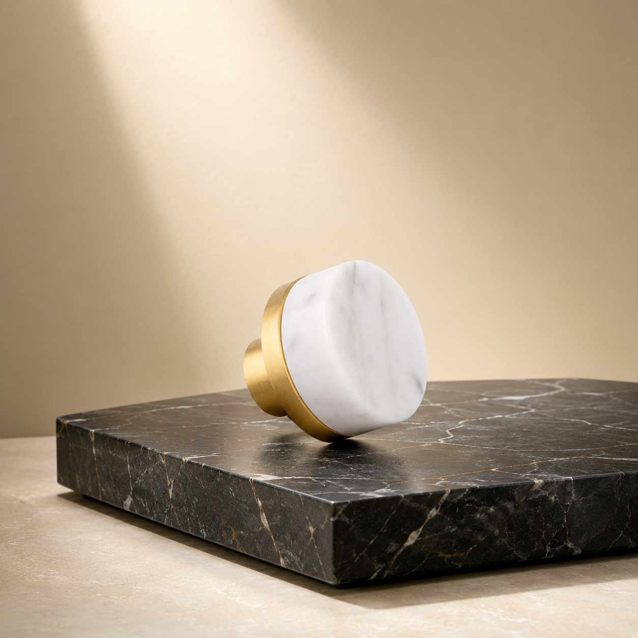 Image of Karish Marble & Brass Knobs Luxury Finish