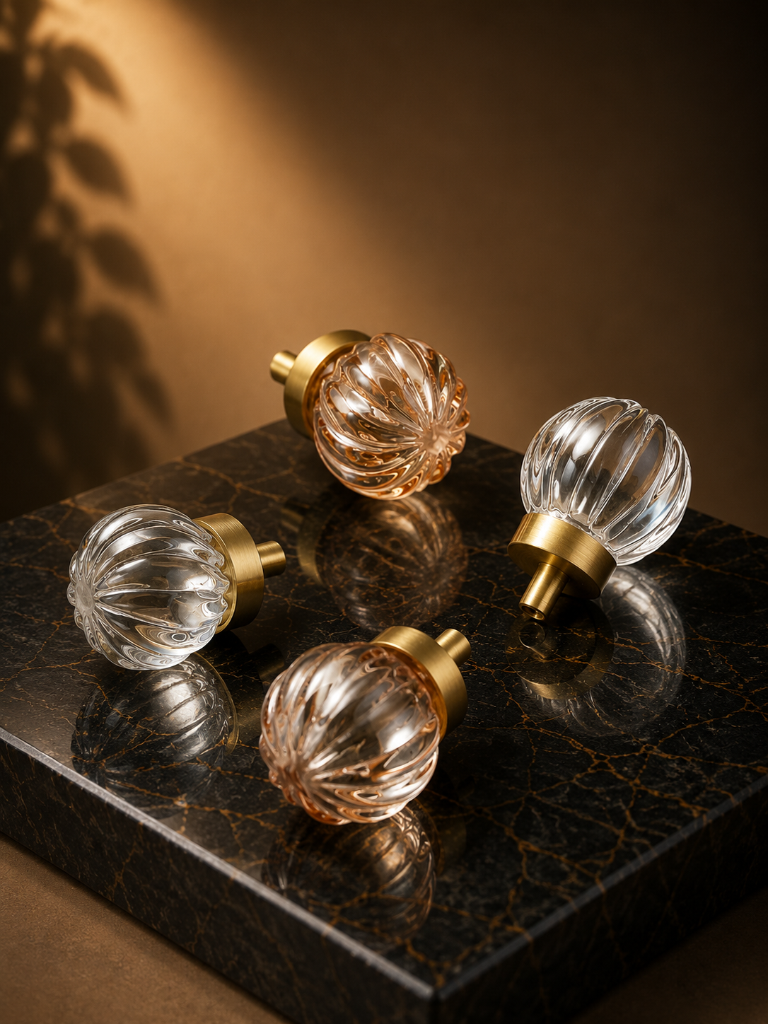 Image of Fluted and Smooth Crystal Drawer Pulls