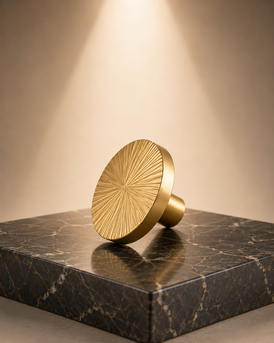 Image of Hammered Sunburst Brass Cabinet Knob