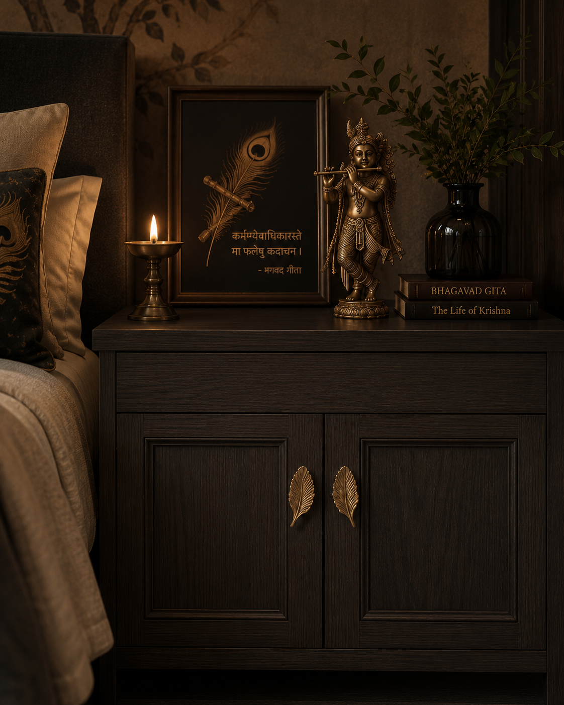 Image of Solid Brass Leaf Cabinet Handles (Left & Right)