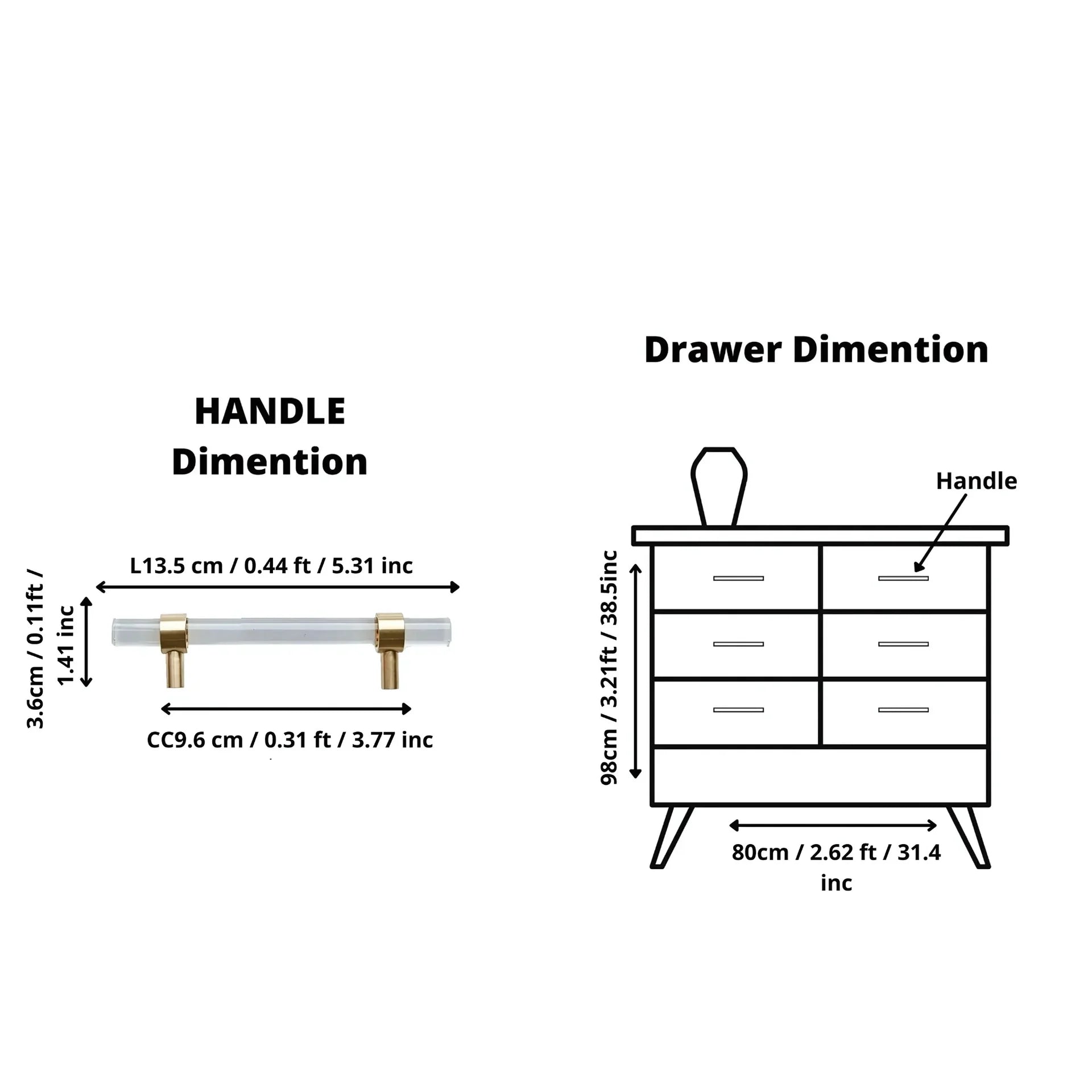 Image of Clear Acrylic & Brass T-Bar Handle Collection