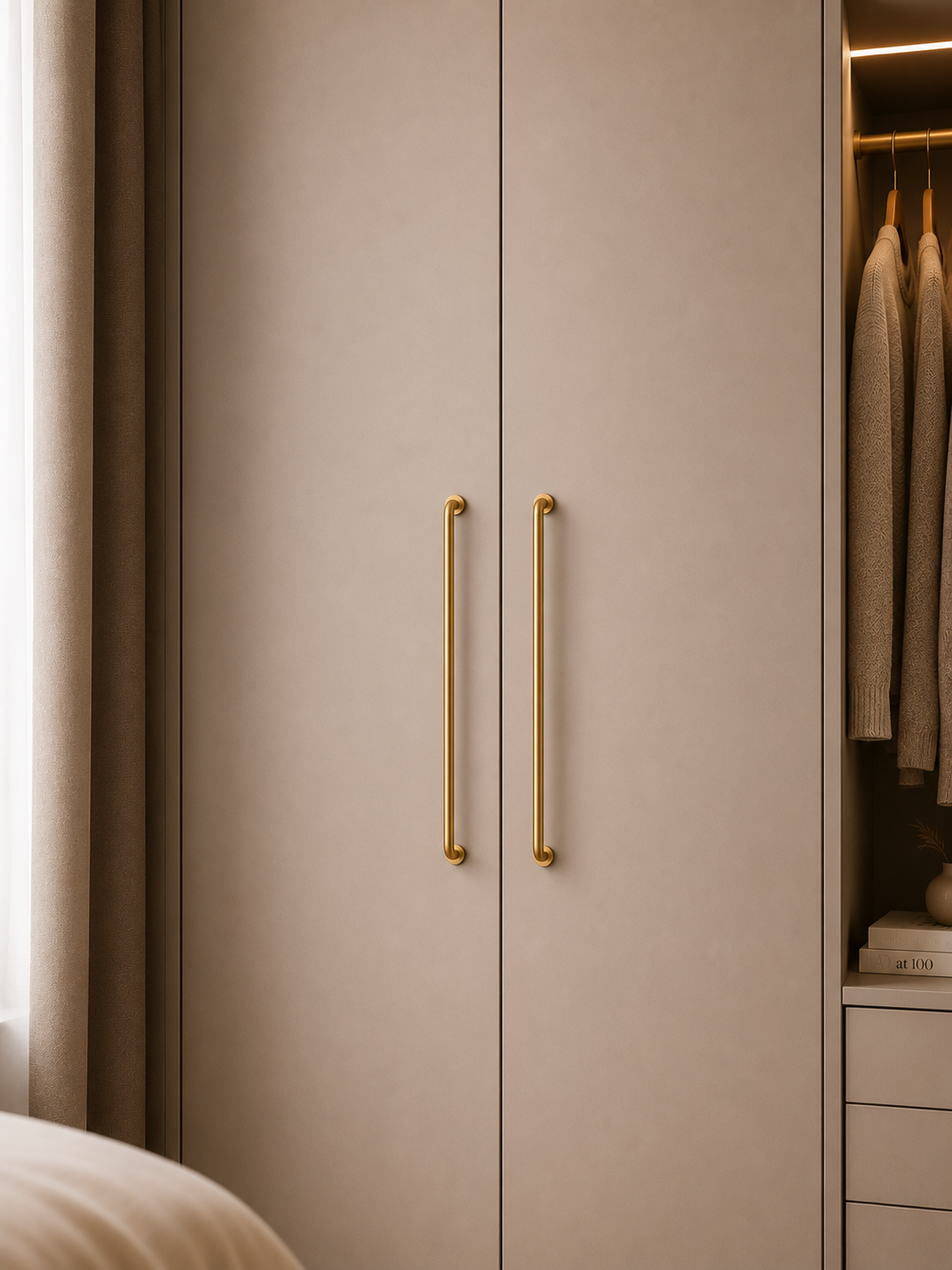 Image of Minimalist Solid Brass Curved Handle