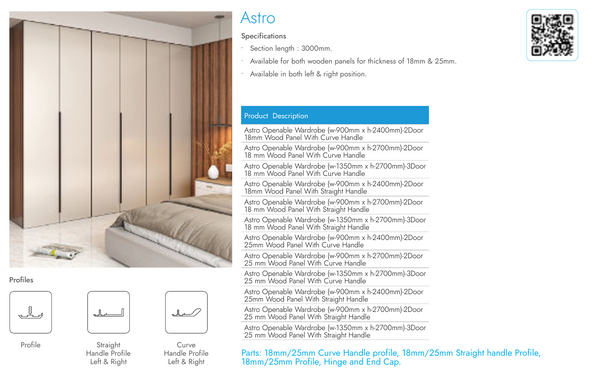 Astro Openable Wardrobe With Straight Handle