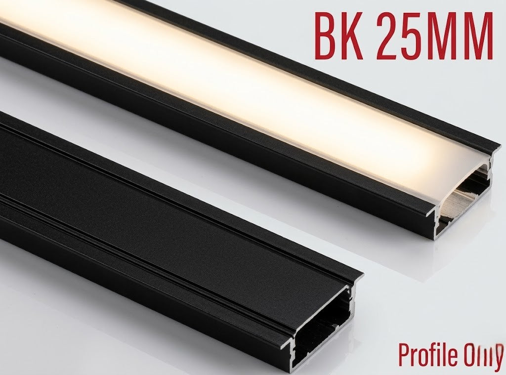 Image of BK 25MM Concealed LED Aluminium Black Profile