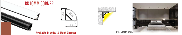 Image of BK 10MM Corner LED Aluminium Black Profile