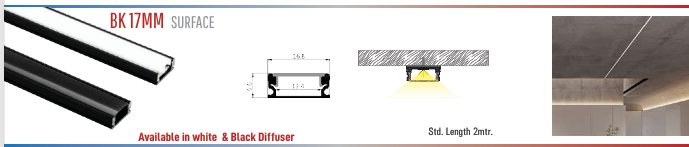 Image of BK 17mm Surface LED Aluminium Black Profile