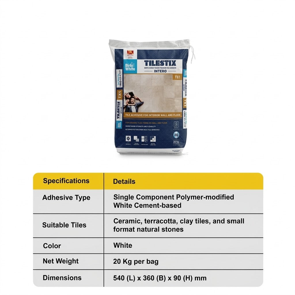 Image of Birla White TX1 Tile Adhesive, White, 20 kg Bag