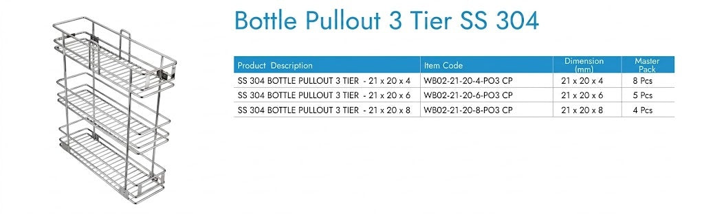 Image of Bottle Pullout 3 Tier SS 304