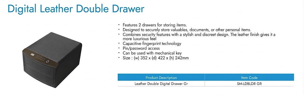 Quba Symmetry Digital Leather Double Drawer - The 21st Century Lifestyle