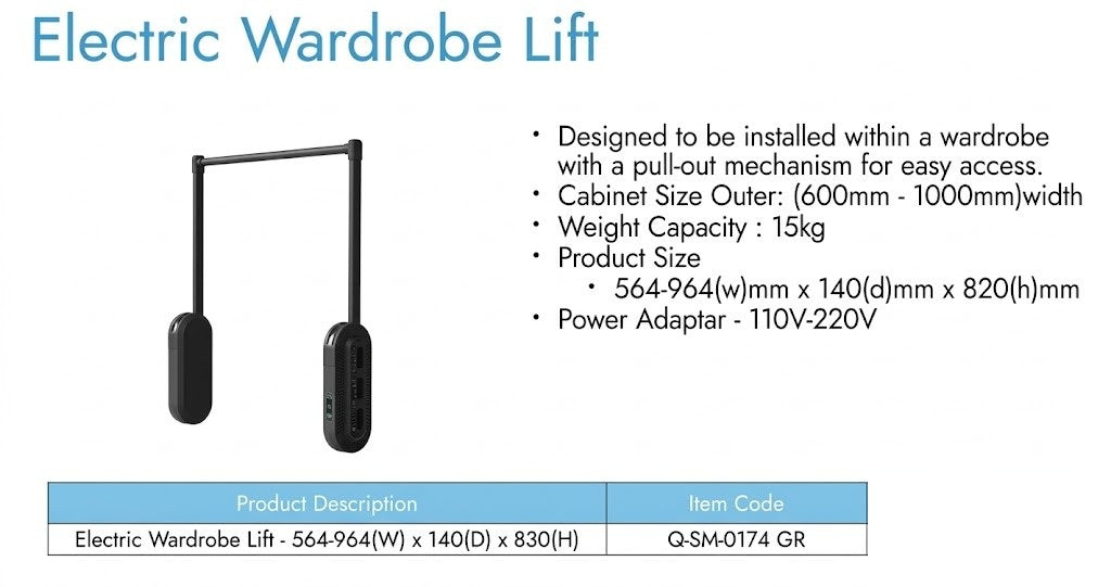 Image of Electric Wardrobe Lift