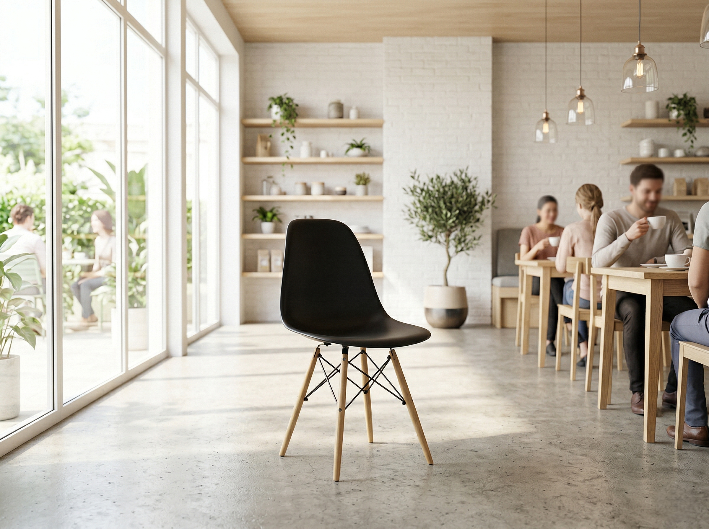Image of Trendy Wooden Cafe Chair