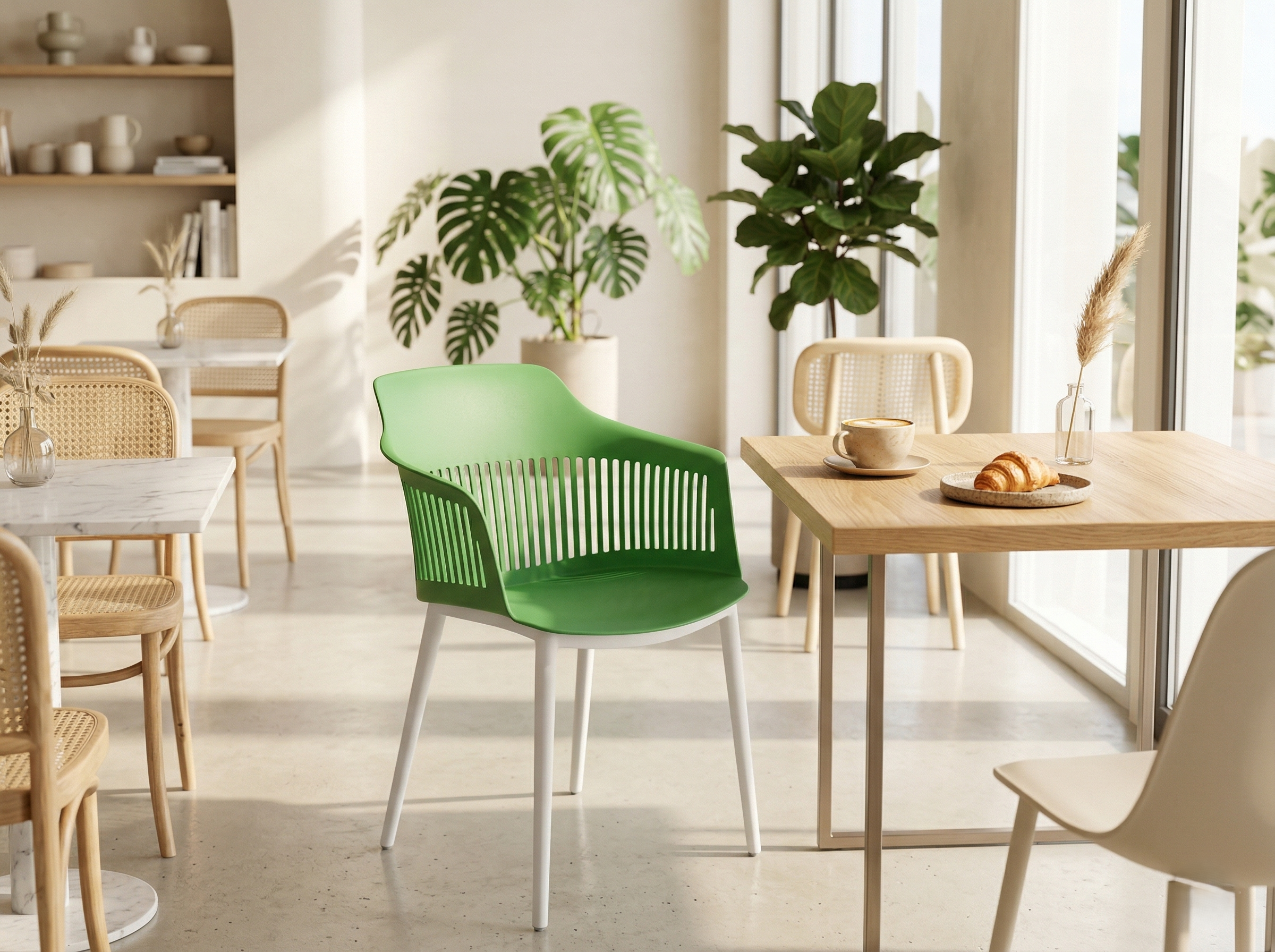Image of Fred Cafe Chair (White Legs with Cushion)