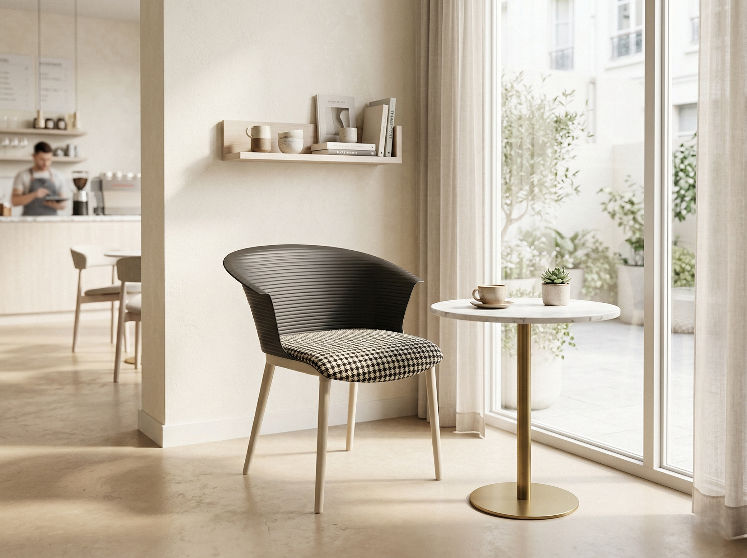 Image of Daffy Cafe Chair (PP Leg With Cushion)