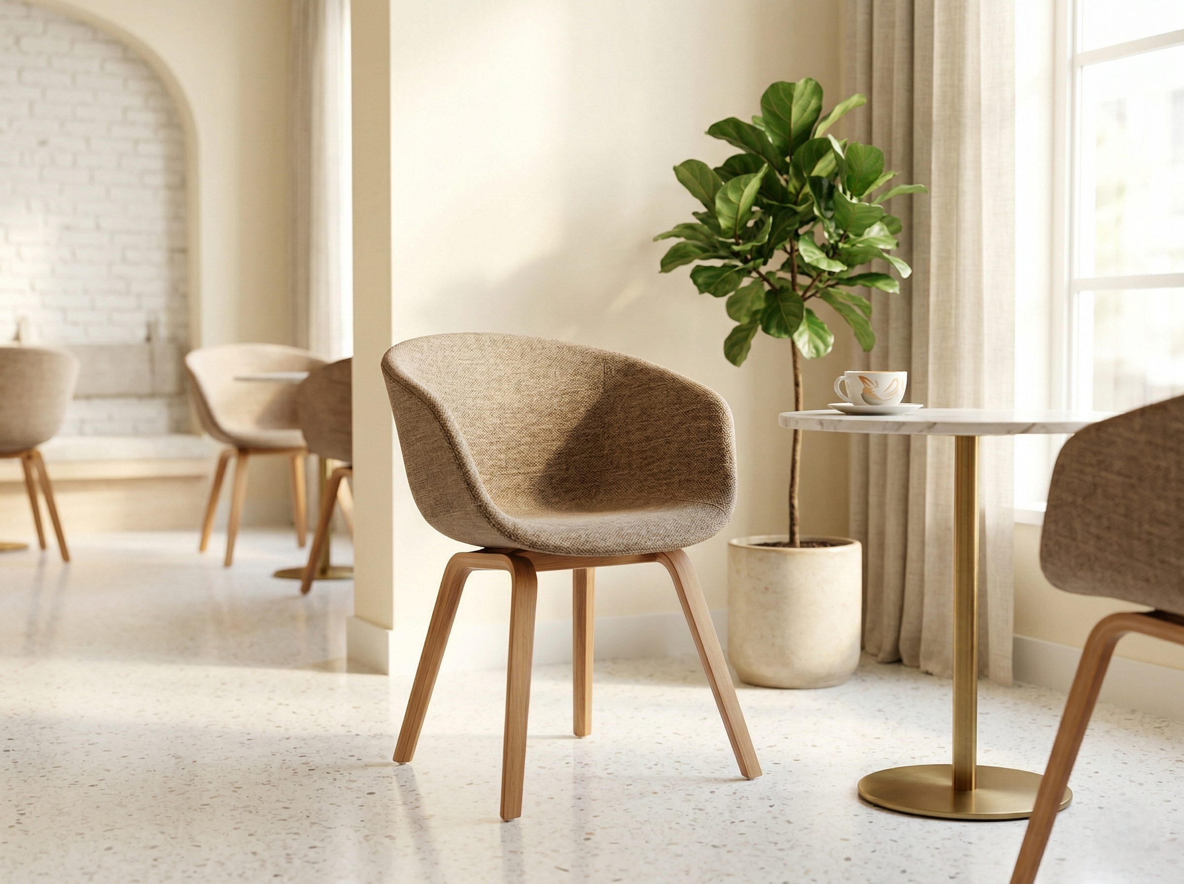 Image of Popeya Cafe Chair(Metal Wood Coating Leg with Cushion)