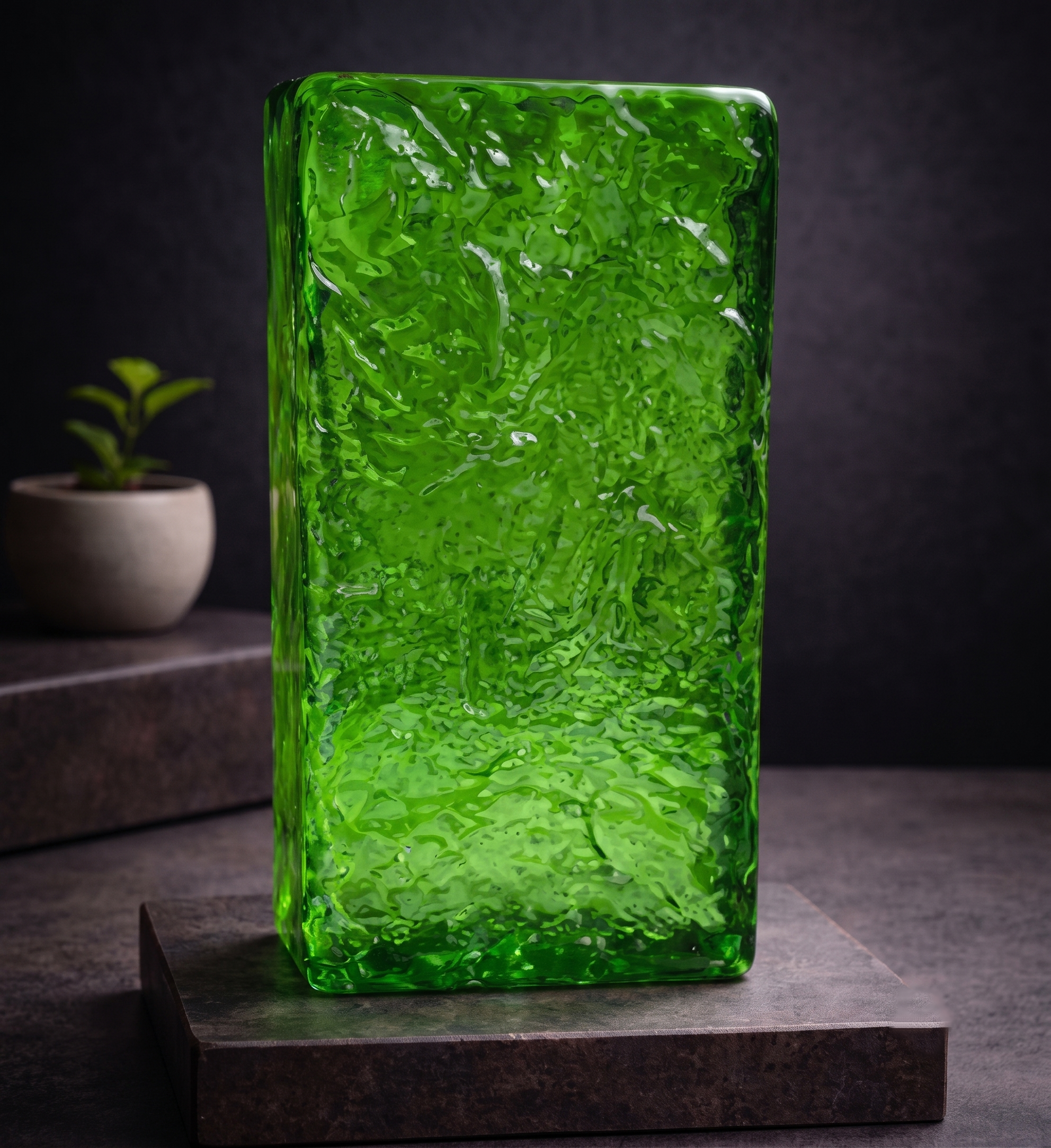 Image of Green Textured Glass Bricks