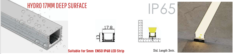 Image of HYDRO 17MM DEEP SURFACE LED ALUMINIUM PROFILE HYDRO SERIES