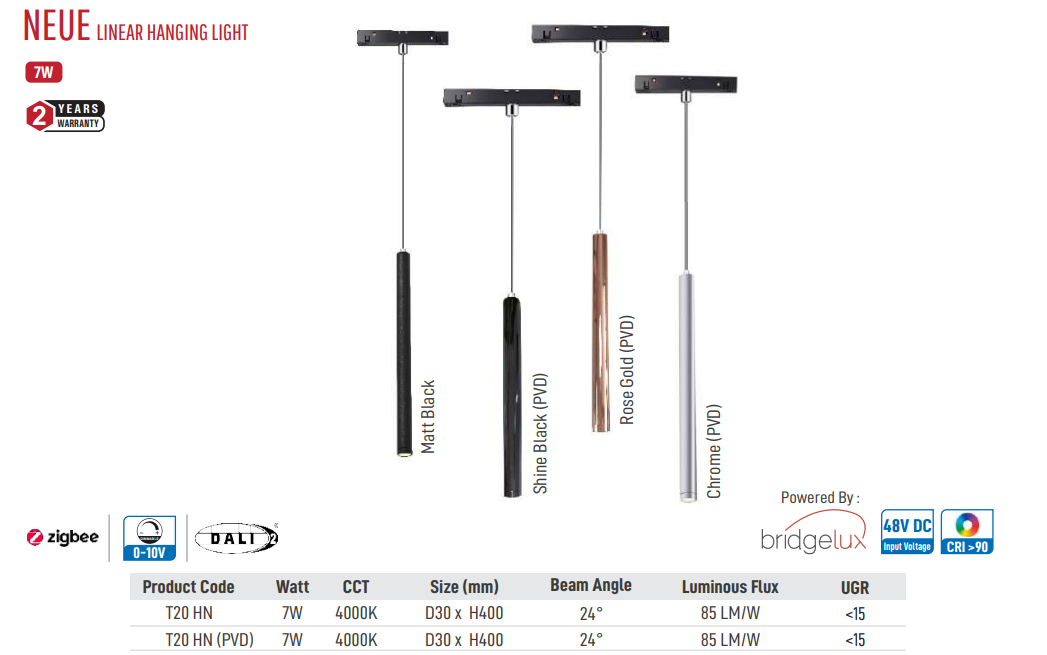 Image of Neue Linear Hanging Light 7W — ss-cp — 7W — On/Off — NEUE Magnetic Track Lighting