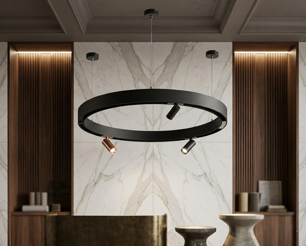 Neue Round Track Surface/Pendant — black-pvd — 600 MM — NEUE Magnetic Track Lighting