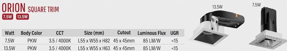 Image of LED Downlight Orion Square Trim