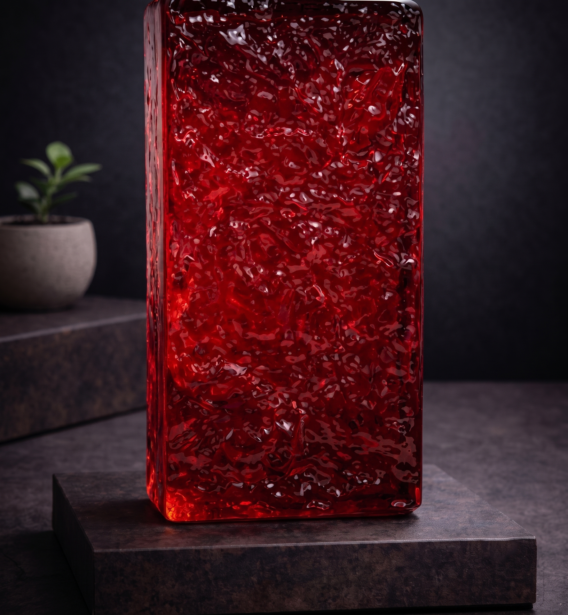 Image of Red Textured Glass Bricks
