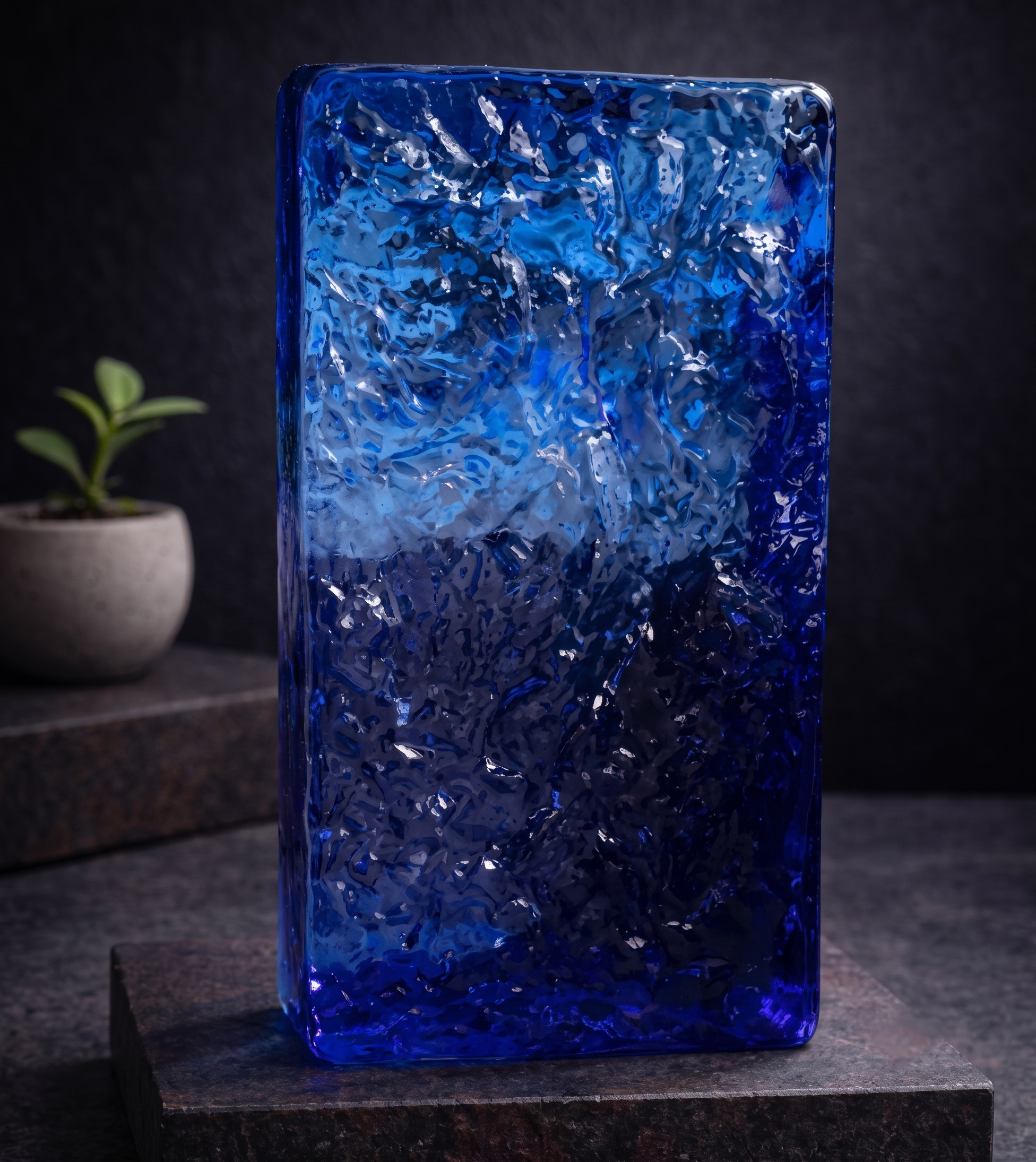 Image of Royal Blue Textured Glass Bricks