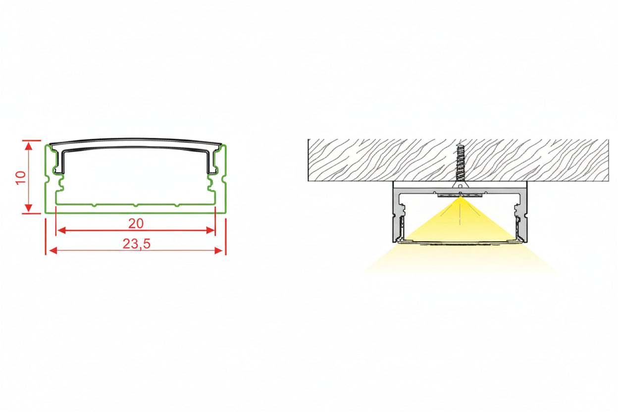 Image of LED Aluminium Profile 25mm Heavy (Surface)
