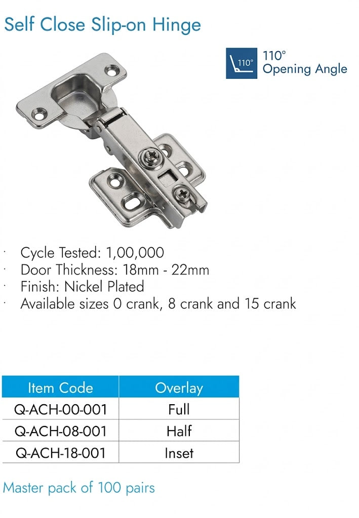 Image of Self Close Slip-on Hinge