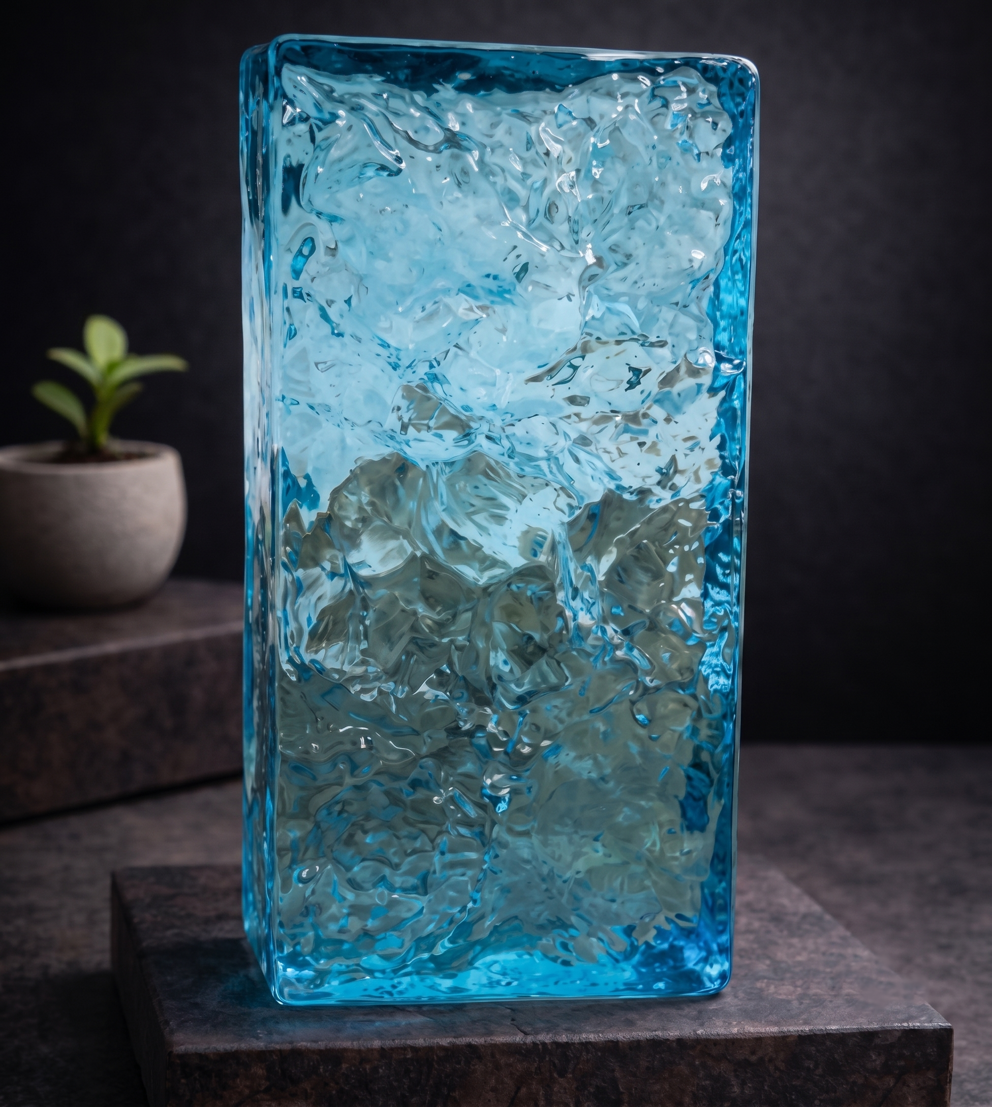 Image of Sky Blue Textured Glass Bricks