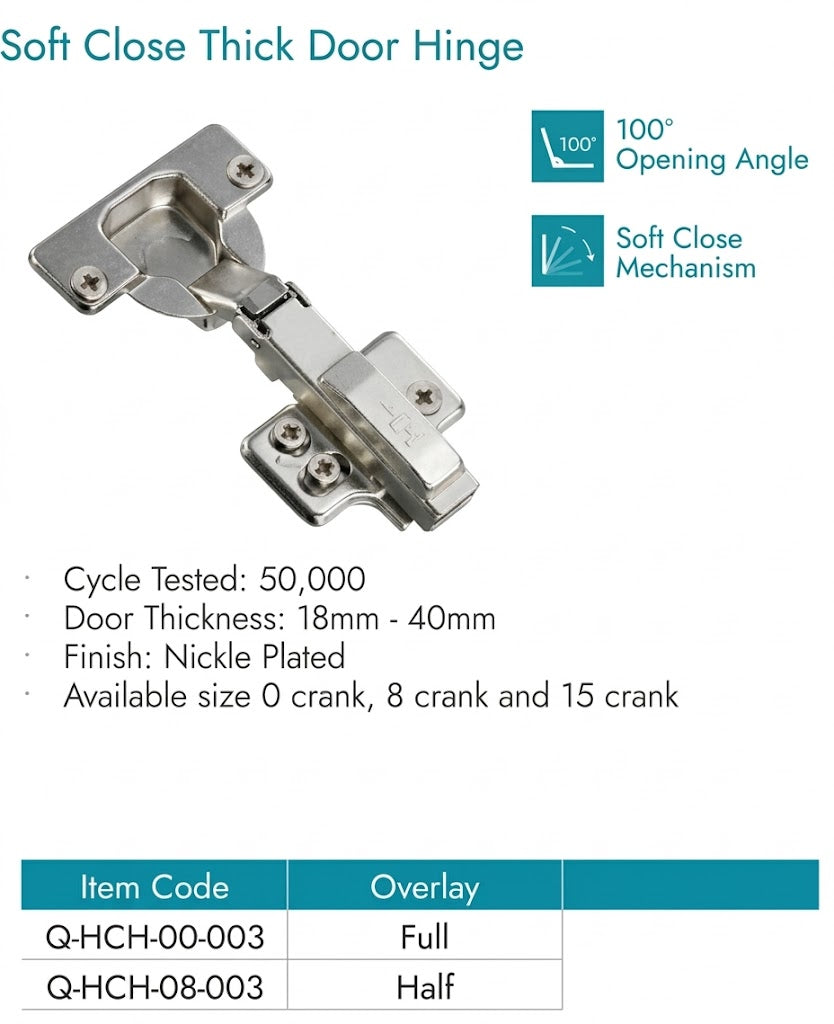Image of Soft Close Thick Door Hinge