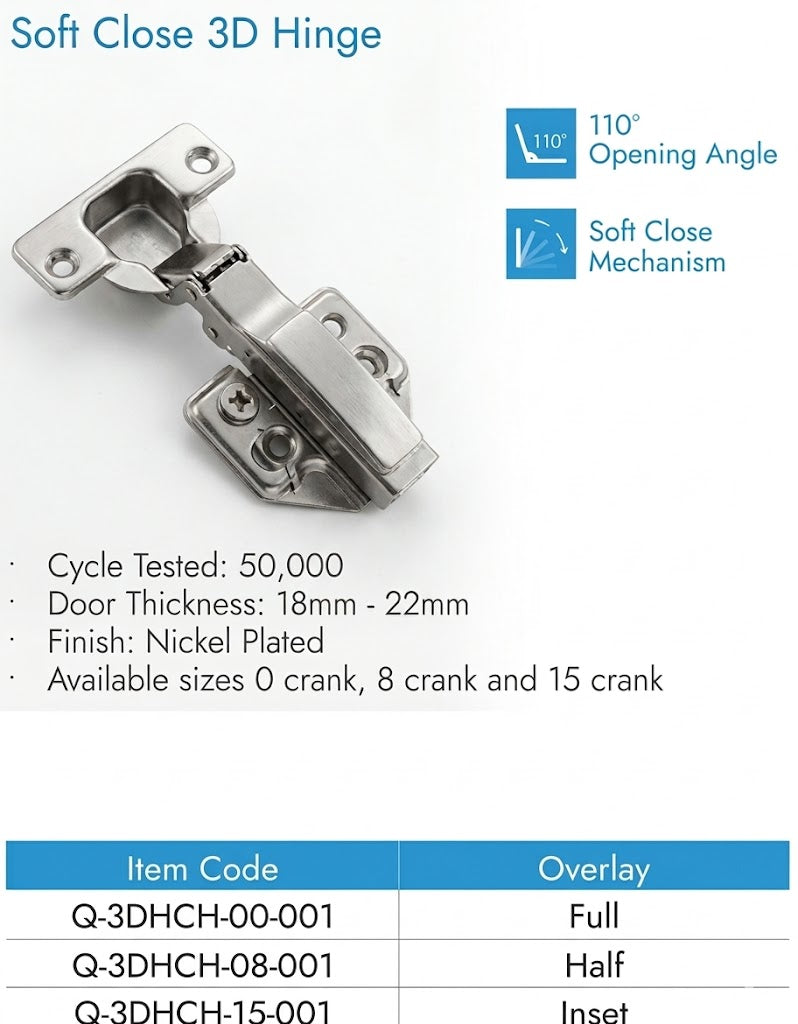 Image of Soft Close 3D Hinge