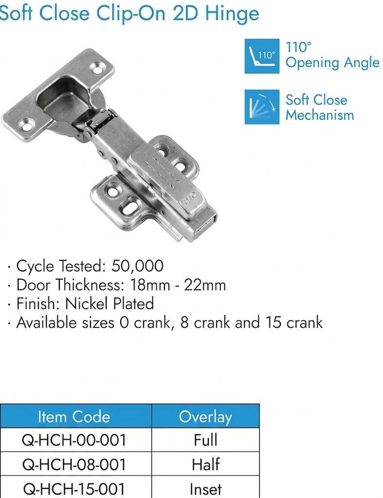 Image of Soft Close Clip-On 2D Hinge