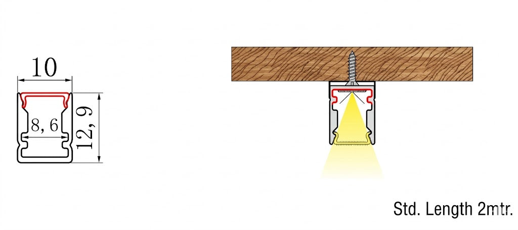 Image of 10MM LED Surface Aluminium Profile (Deep)