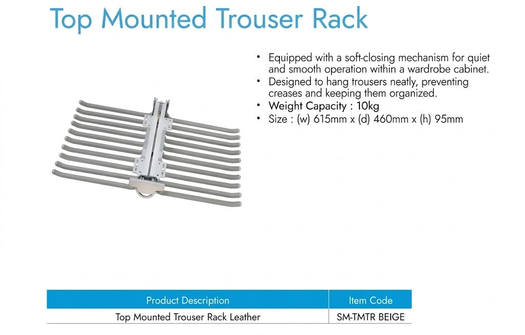 Image of Top Mounted Trouser Rack