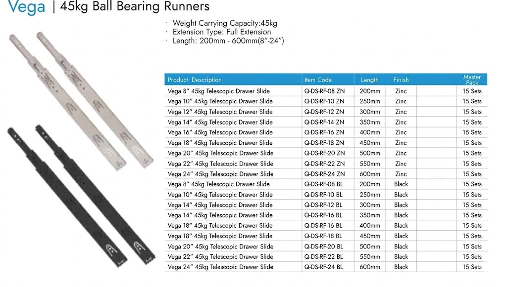 Image of Nova 35kg Ball Bearing Drawer Runners