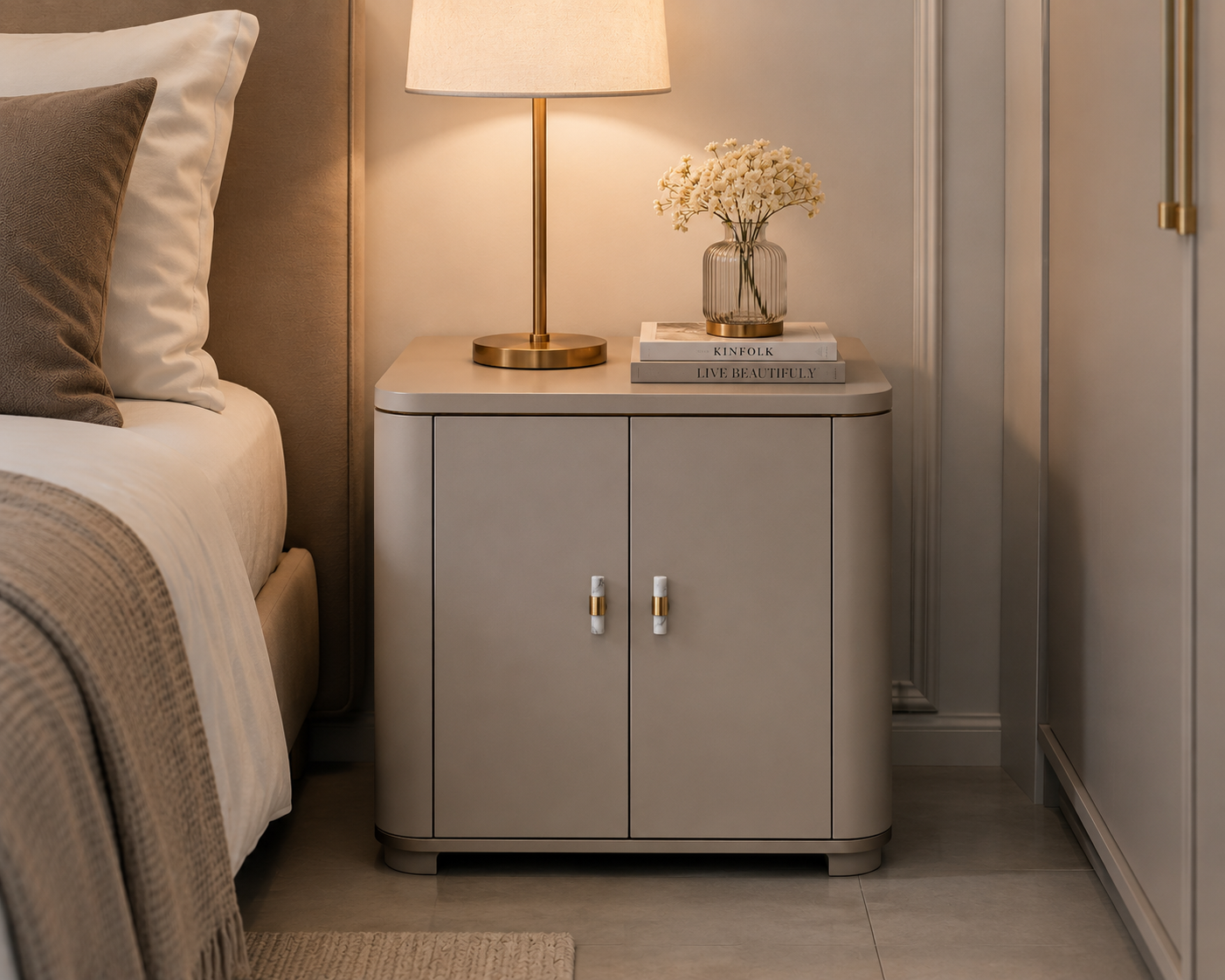 Image of Karish Marble & Brass Handles Brushed Finish
