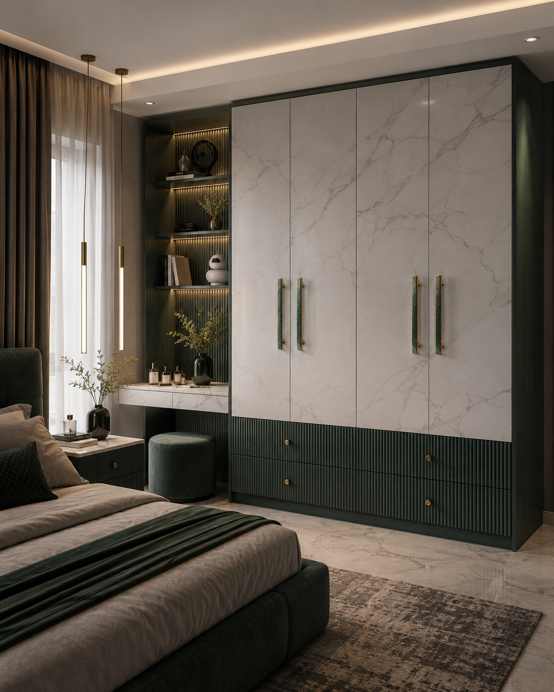 Image of Karish Modern White Marble & Brass T-Bar Handle