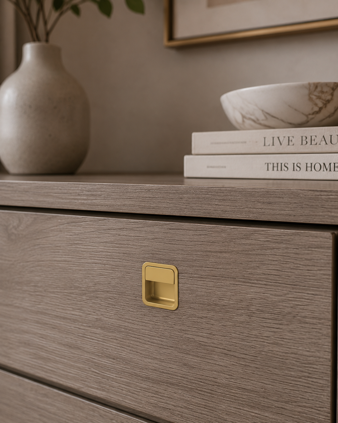 Image of Recessed Matte Zinc Cabinet Handle Collection