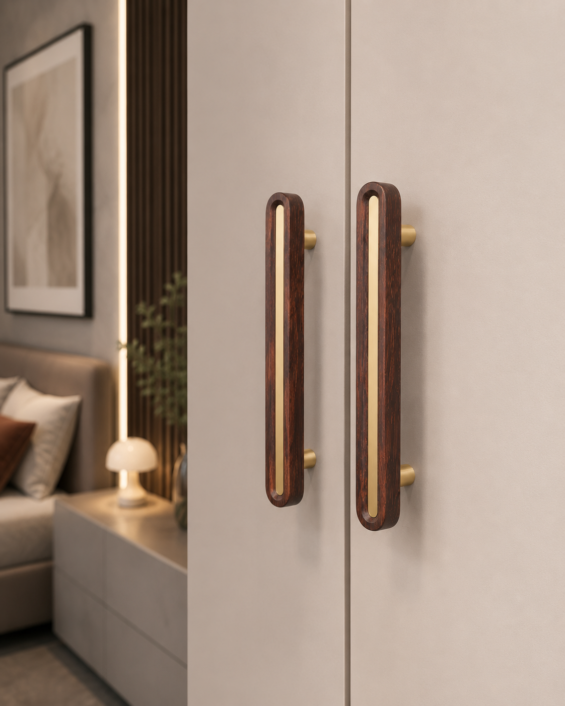Image of Brushed Brass and Wenge Wood Handles