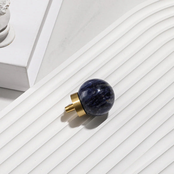Natural Crystal Ball & Brass Cabinet Knob
