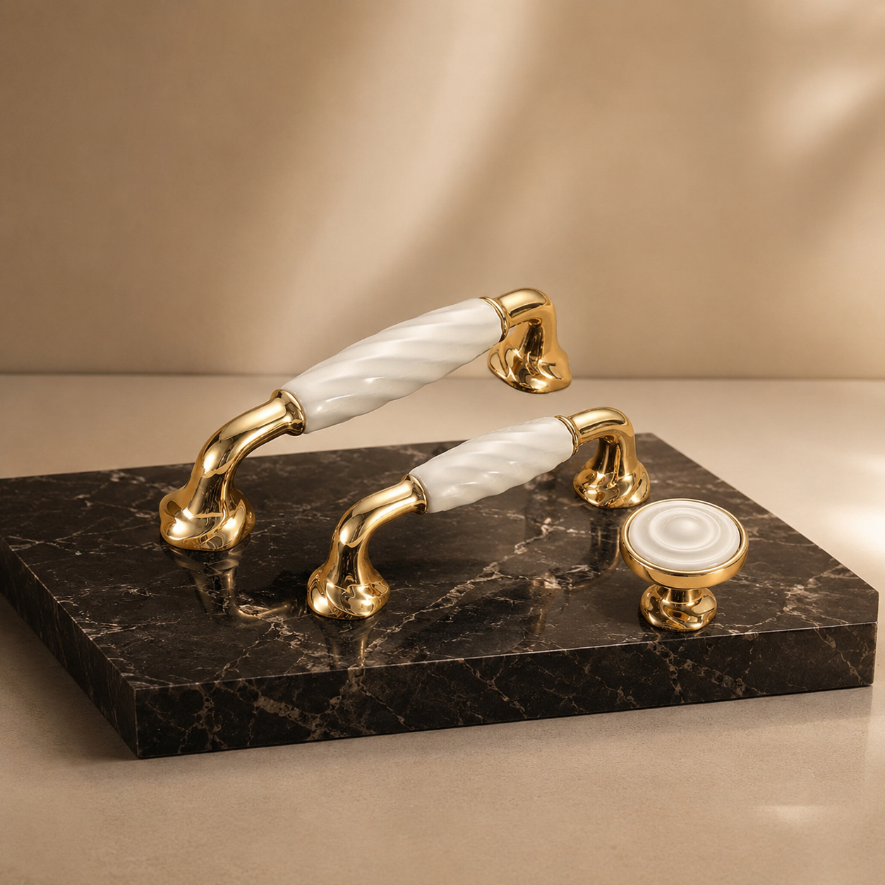 Image of Ridged Ceramic & Zinc Cabinet Pull