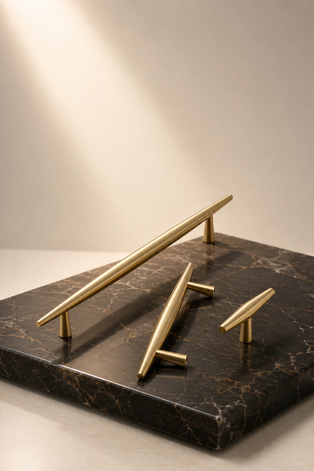 Image of Spindle Tapered Brass Cabinet Pull