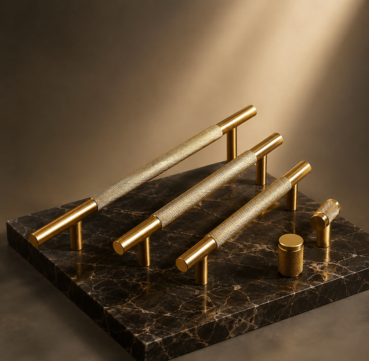 Image of Yashvite Knurled Brass Cabinet Handle Collection