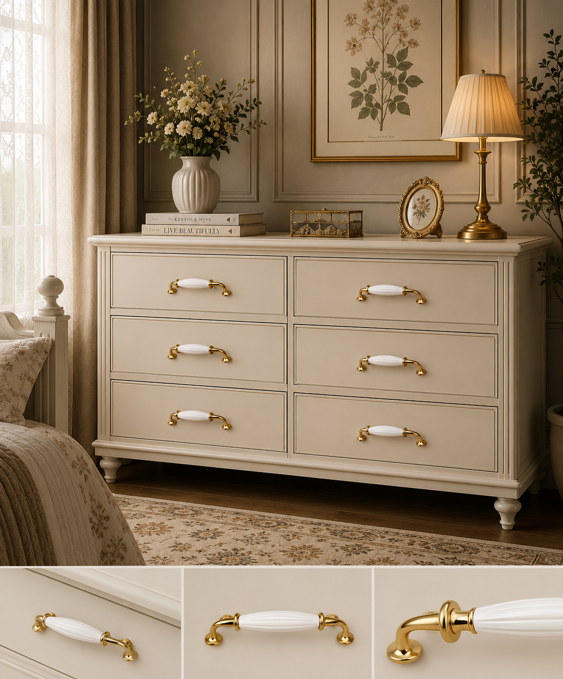 Image of Polished Ceramic & Zinc Cabinet Pull