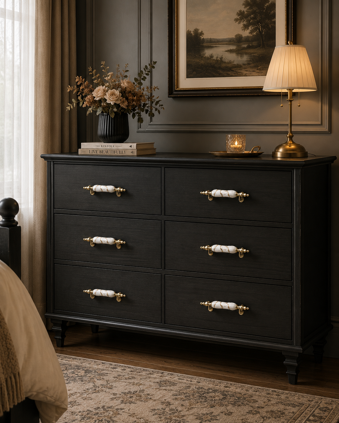 Image of Antique Ceramic & Zinc Cabinet Pulls