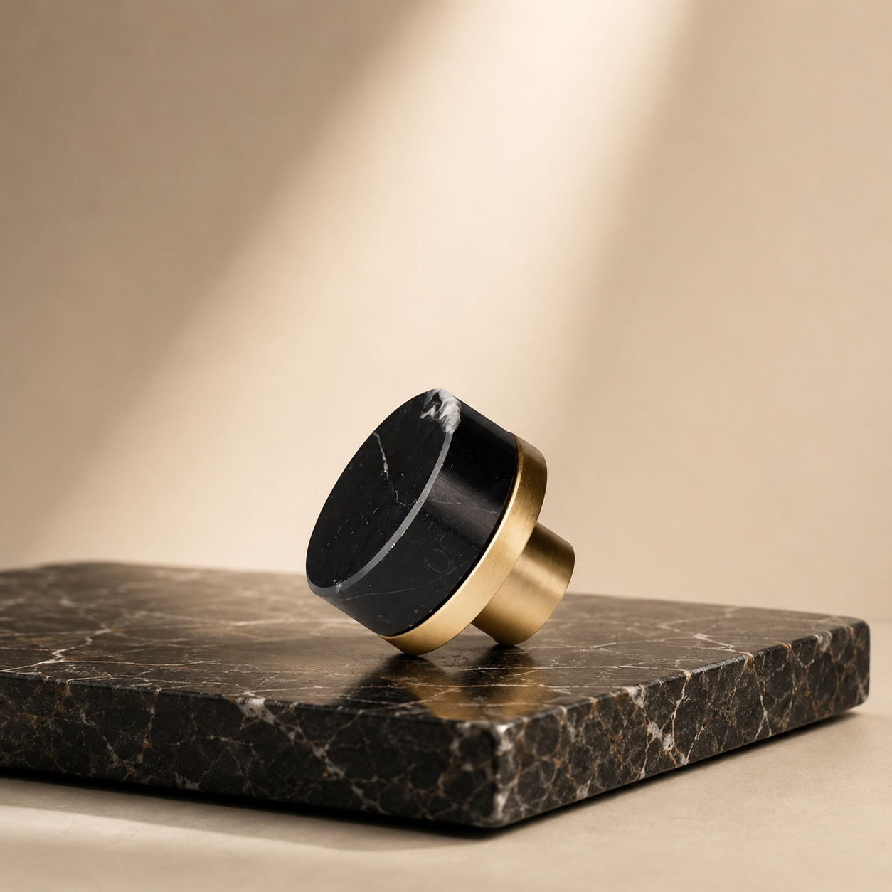 Image of Karish Marble & Brass Knobs Luxury Finish