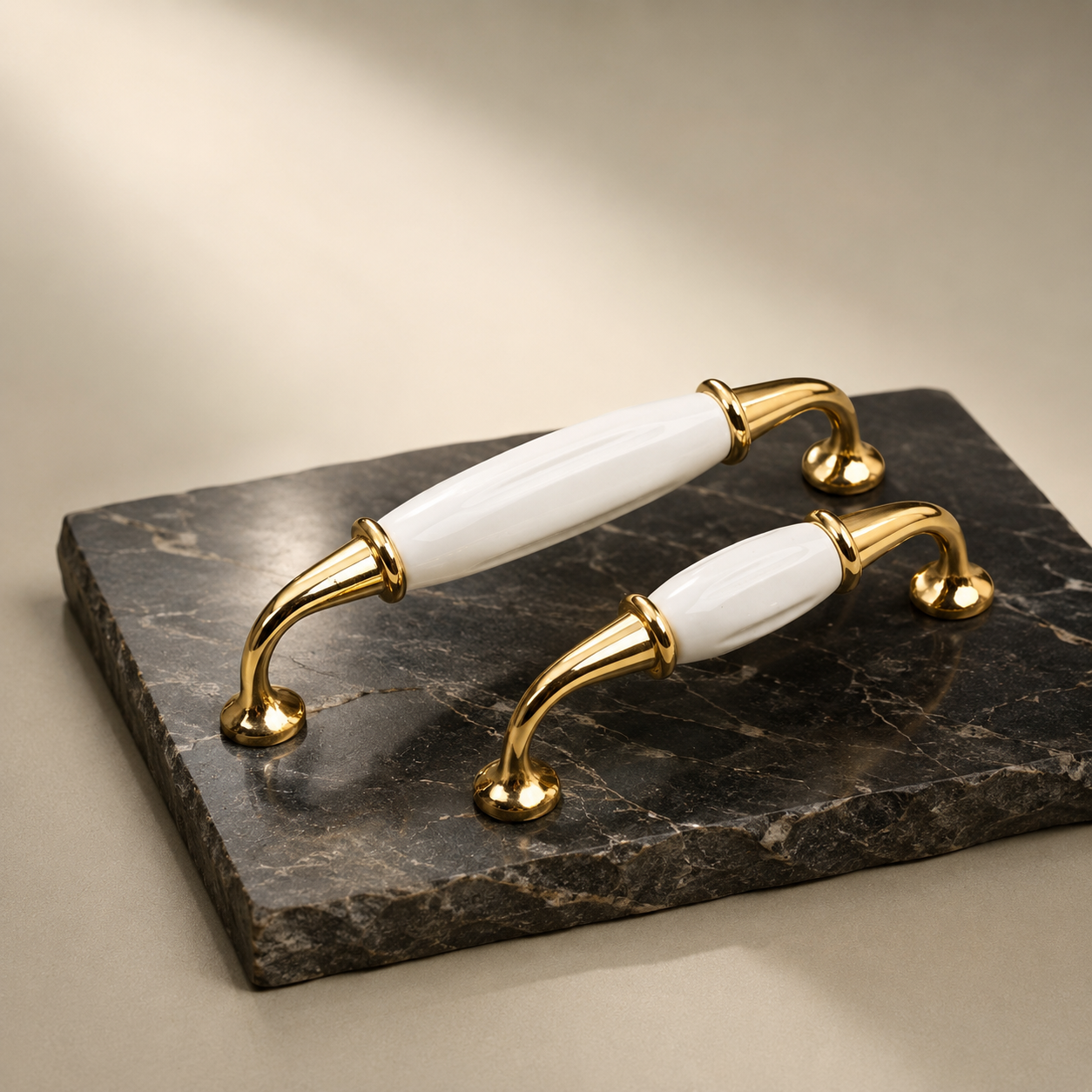 Image of Polished Ceramic & Zinc Cabinet Pull