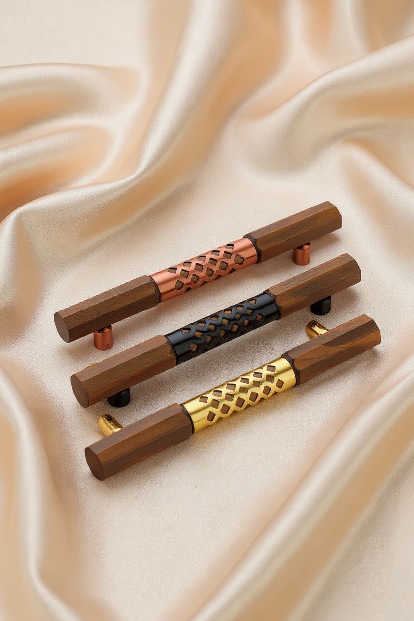 AH Door Handle Hex Wood
